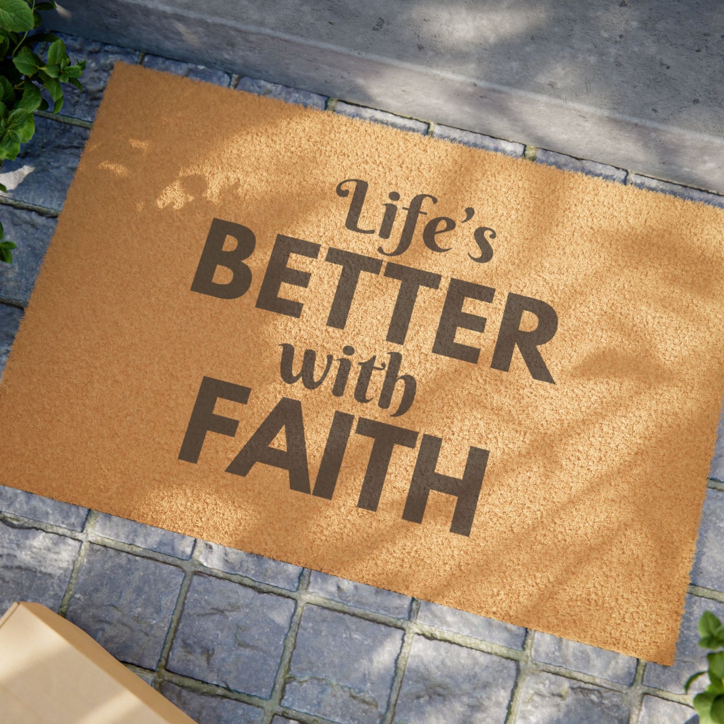 Inspirational Doormat: 'Life's Better with Faith' | Welcome Home Decor