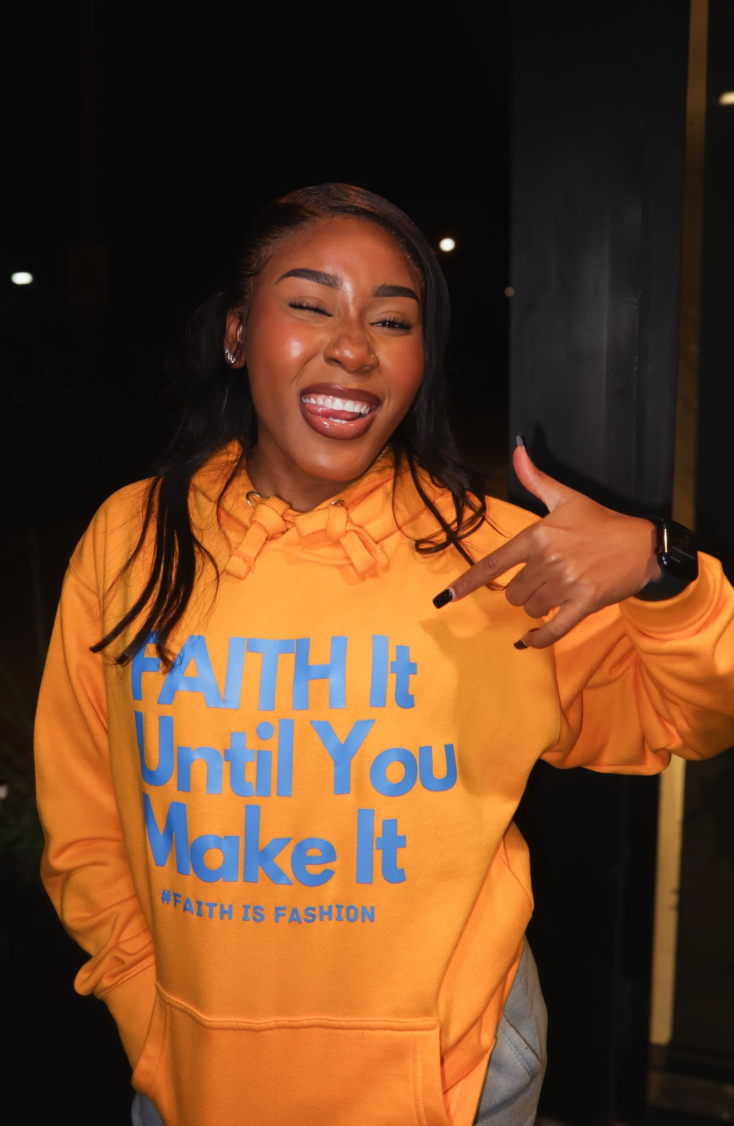 Faith It Until You Make It-Navy Hoodie