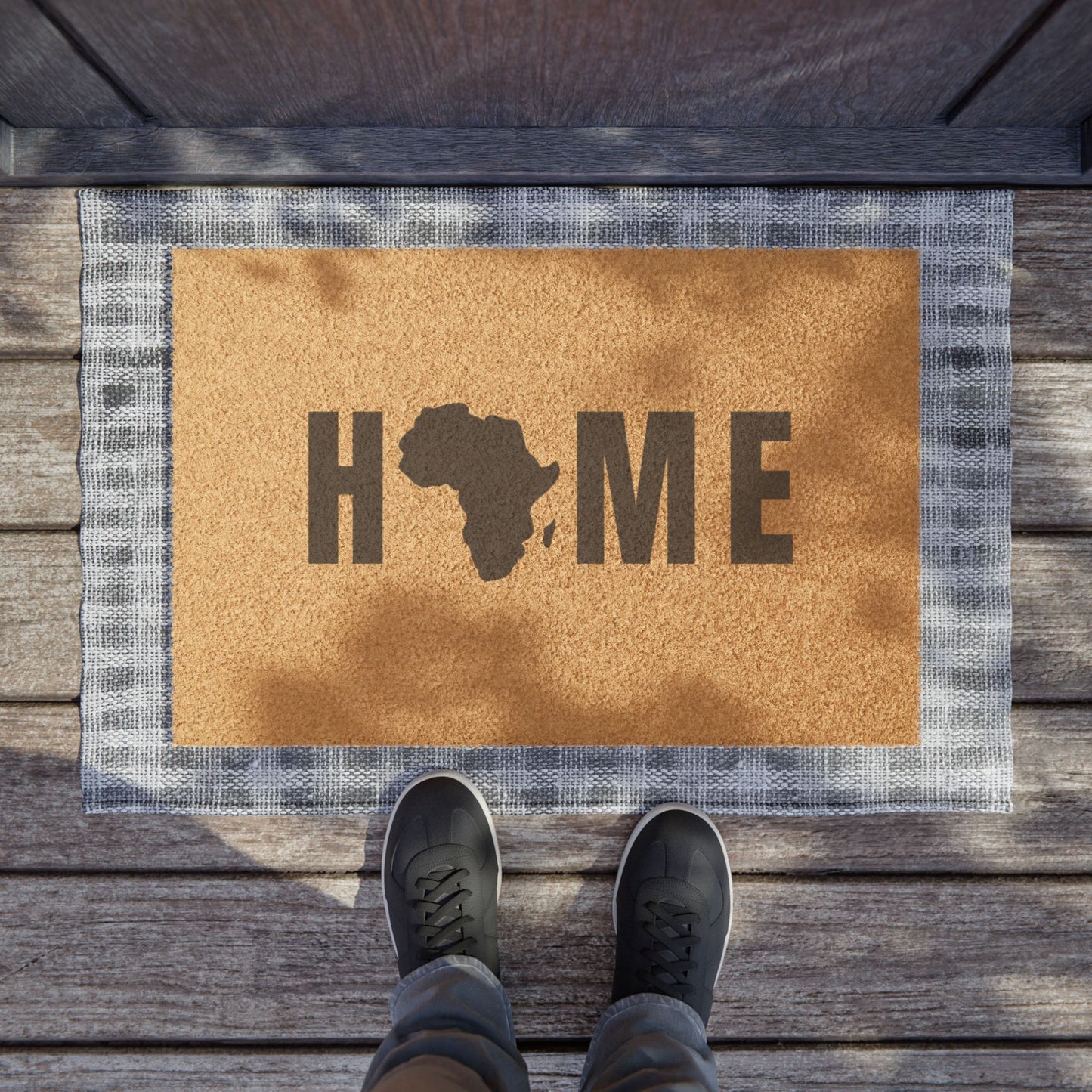 Africa Is Home Doormat - Welcome Mat with African Continent Design